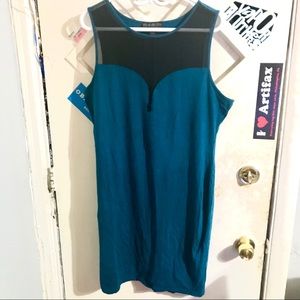 💥Teal with black mesh Forever 21 bodycon dress💥